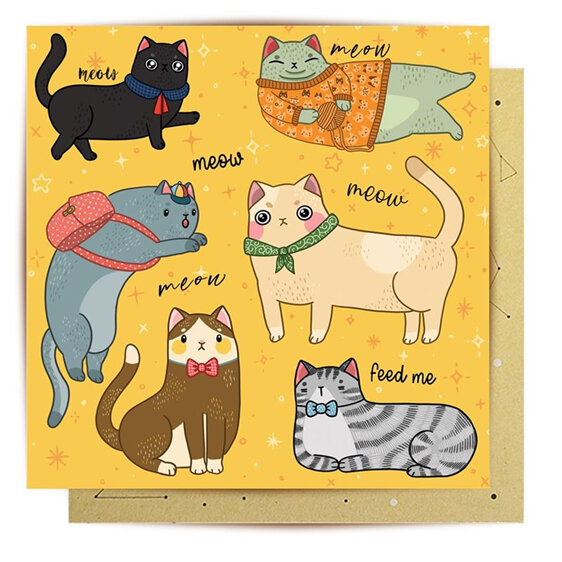 La La Land - Cat Nonsense Card meow feed me pet