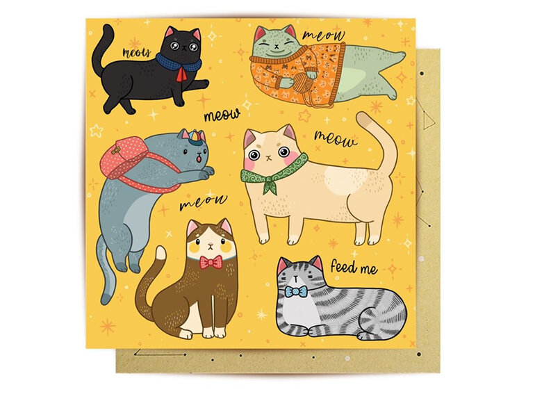 La La Land - Cat Nonsense Card meow feed me pet