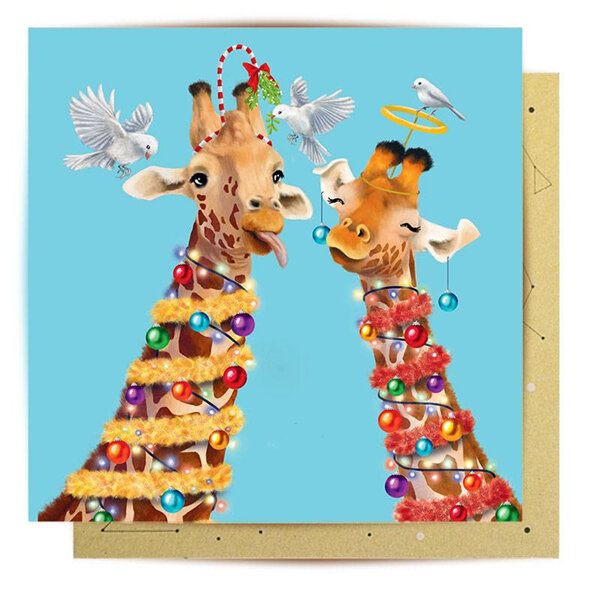 La La Land Christmas Giraffes Card