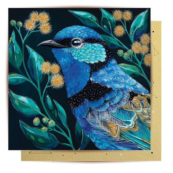 La La Land - Clancy Fairy Wren Card bird blue