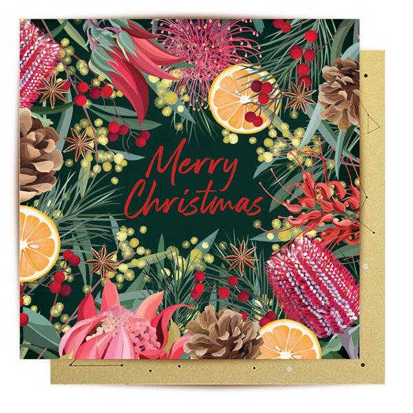 La La Land Festive Florals Christmas Card