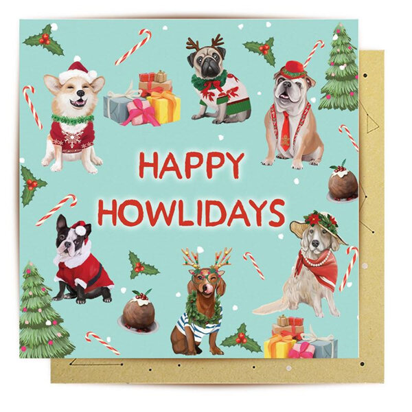 La La Land Happy Howlidays Dog Christmas Card