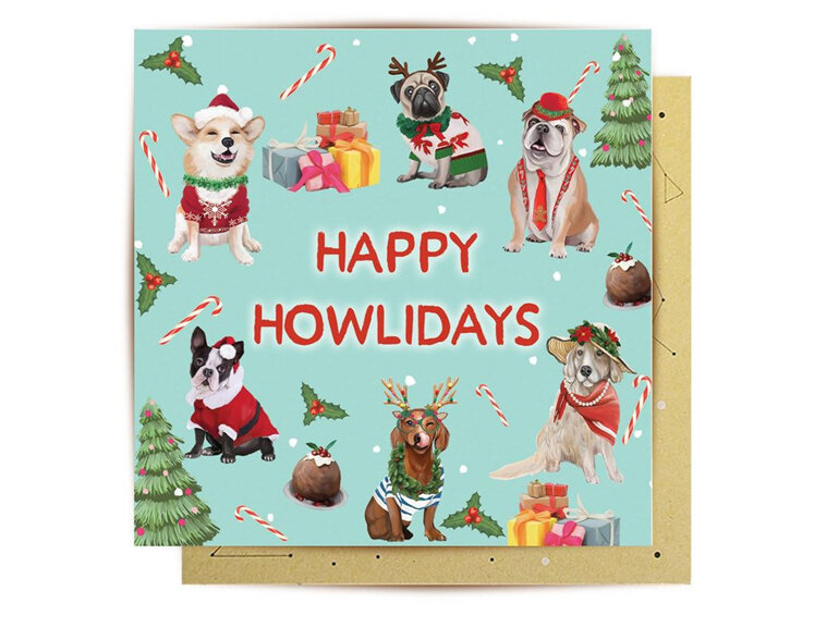La La Land Happy Howlidays Dog Christmas Card