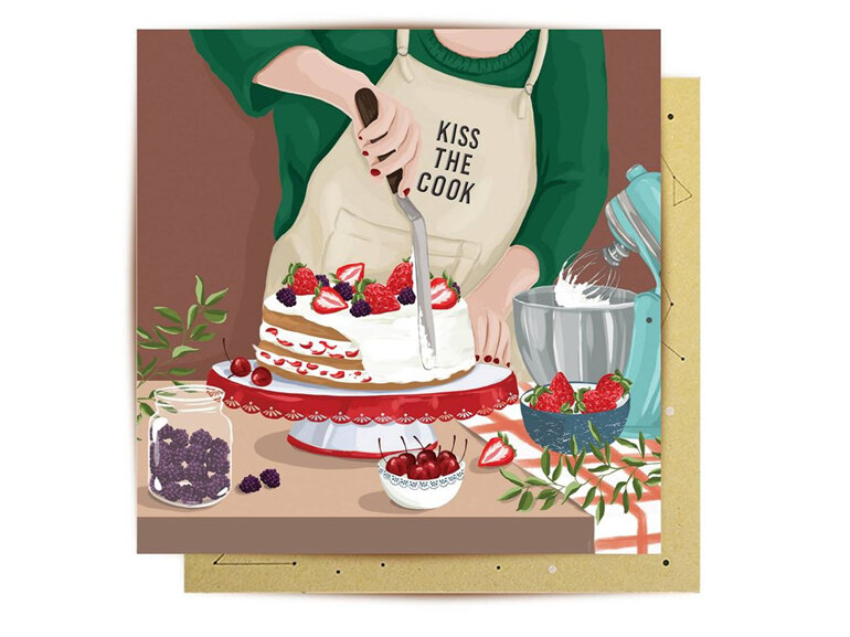La La Land Kiss the Cook Christmas Card card strawberry