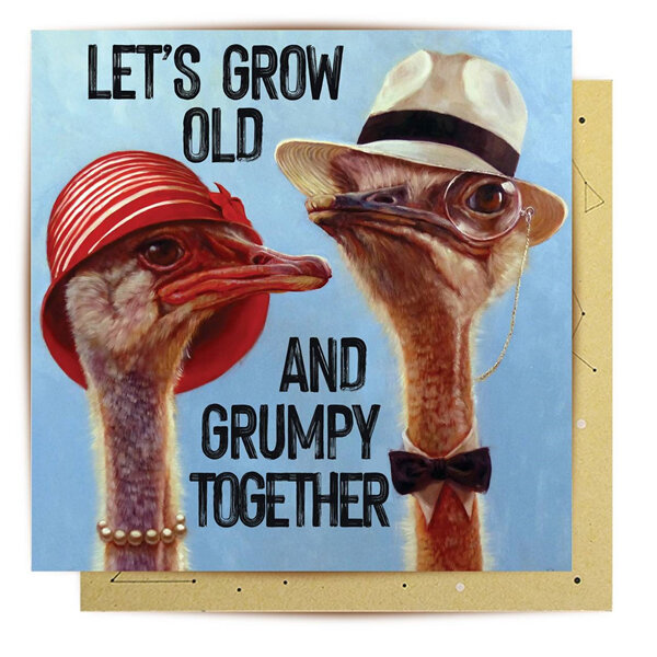 La La Land - Let's Grow Old & Grumpy Together Anniversary Card Ostrich Couple
