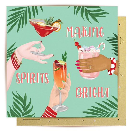 La La Land Making Christmas Spirits Bright Card cocktails