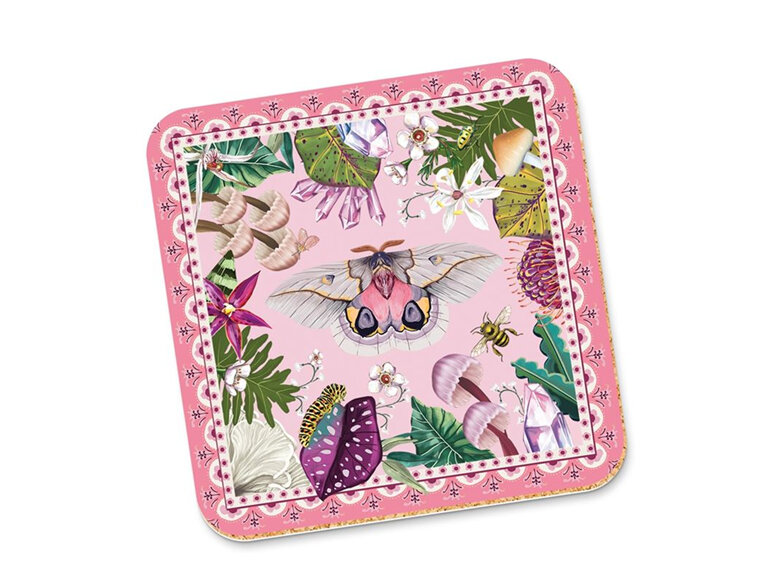 La La Land - Midnight Paradiso Pink Coaster moth