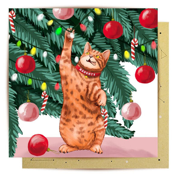 La La Land Naughty Cat Christmas Card