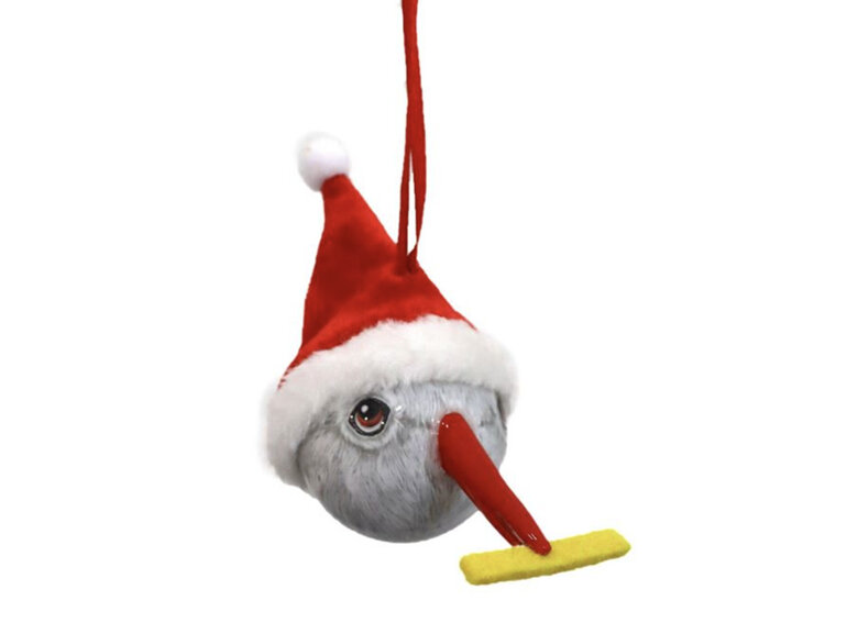 La La Land Silver Sea Gull with Chip Bauble Christmas Decoration