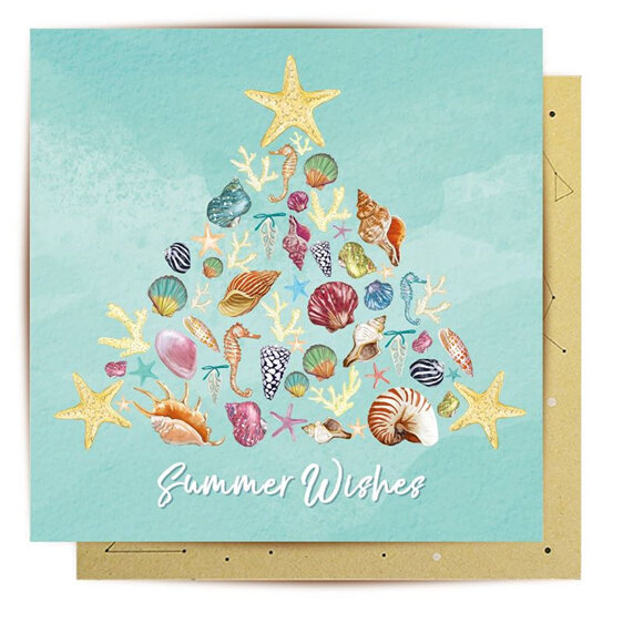La La Land Summer Wishes Christmas Card beach shell