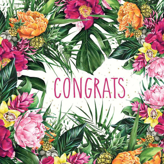 La La Land tropical flowers congrats mini tag Card