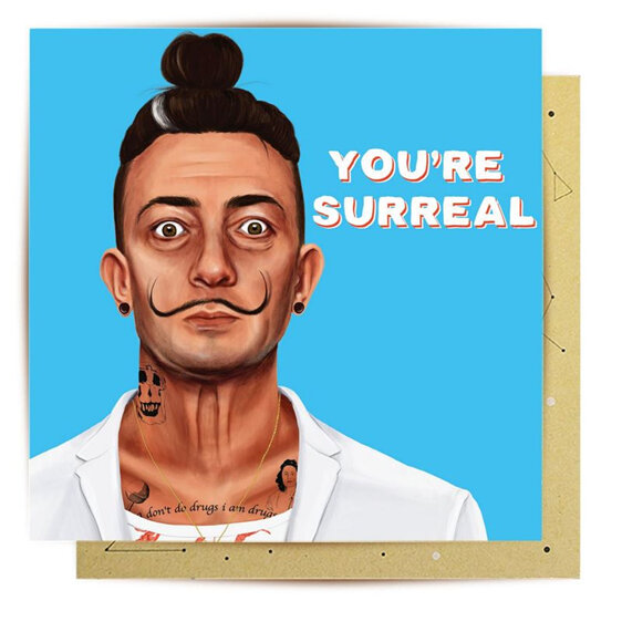 La La Land - You're Surreal Card modern Dali tattoo man bun