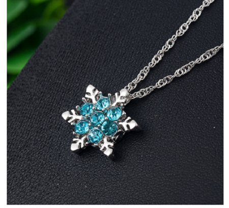 Lady Blue Snowflake Necklace - Silver Chain
