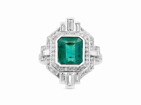 Lady Liberty: Emerald & Diamond Halo Ring