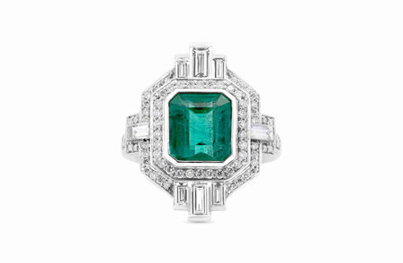 Lady Liberty: Emerald & Diamond Halo Ring