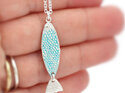 Lagoon turquoise blue Ika fish silver handmade necklace lily griffin nz jewelry