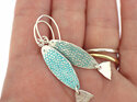 Lagoon turquoise Ika fish sterling silver earrings ocean sea lily griffin nz