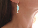 Lagoon turquoise Ika fish sterling silver earrings ocean sea lilygriffin nz