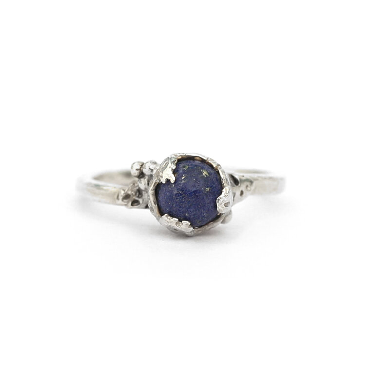 Lapis Lazuli blue gemstone organic sterling silver reef ring lily griffin nz