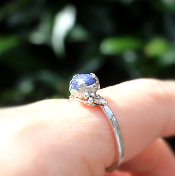 Lapis Lazuli blue gemstone sterling silver reef ring lily griffin nz jeweller