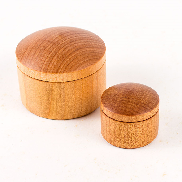 Large and small round boxes