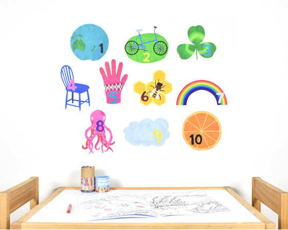 Large counting numbers wall decal