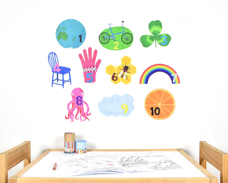 Large counting numbers wall decal