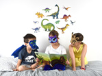 Large dinosaur wall decal with children reading a book
