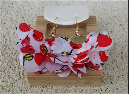 Large Fabric Earrings - Red