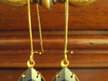 Large vintage pear rhinestone earrings in brass settings