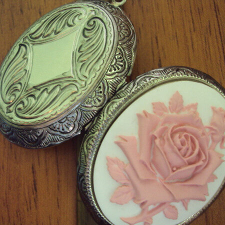 Large vintage silver rose locket