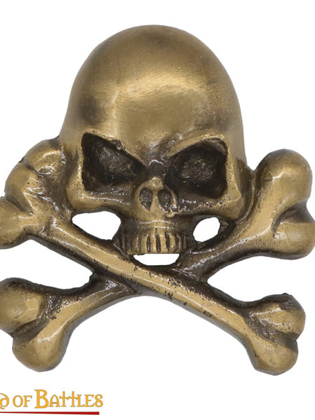 LARP 11 - Brass Skull and Crossbones Badge with Antique Finish