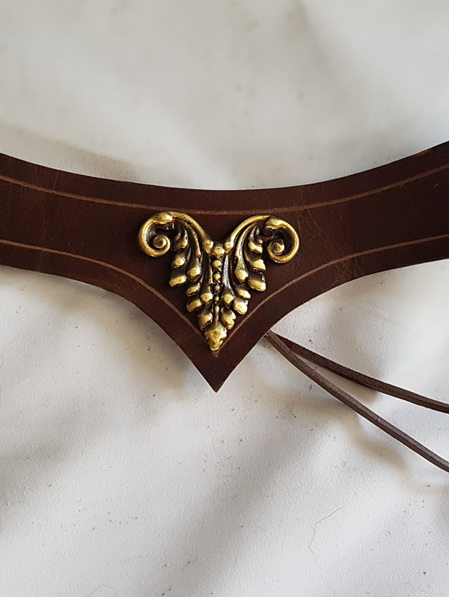 LARP 5 - Leather Waist Girdle or Neck Collar with Brass Decoration