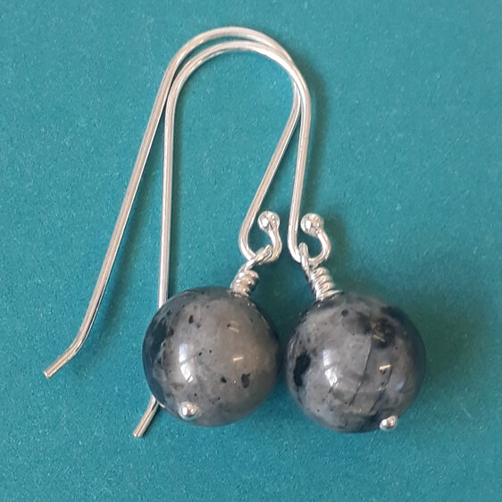 Larvikite and Sterling silver earrings