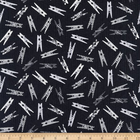 Laundry Room Large Tossed Clothespins Black 5959-99
