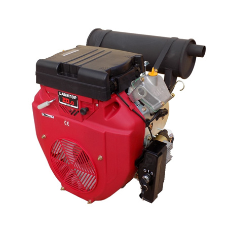 Launtop 20HP V Twin Cylinder Petrol Engine with Electric Start - 28.6mm Shaft
