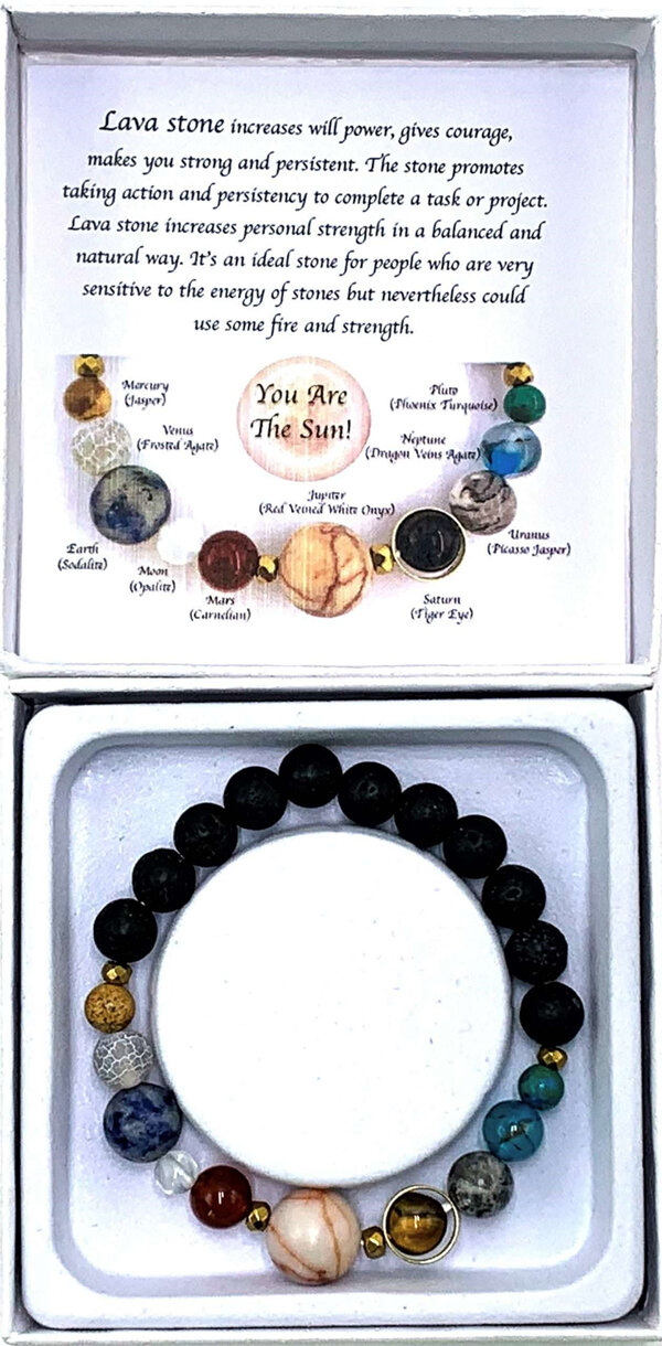 Lava Stone Solar System Bracelet 7cm