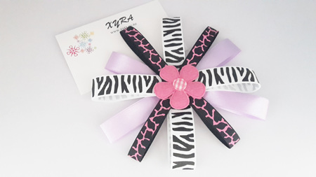 Lavender and White Tiger Print Hair Bow