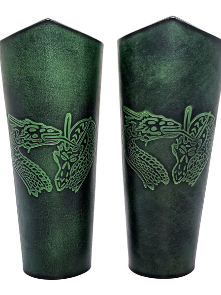 Leather Bracers with Embossed Dragon Design