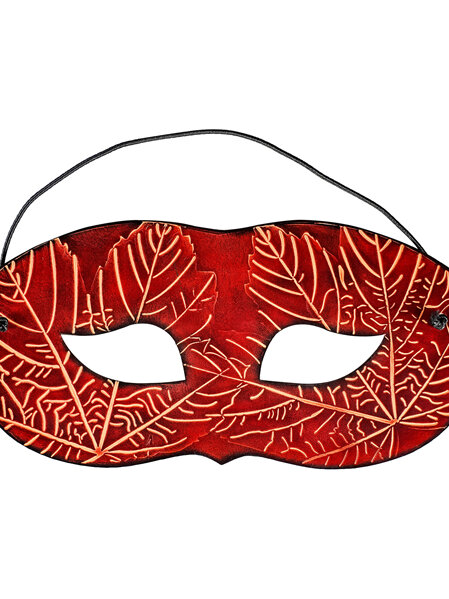 Leather Eye Mask with Embossed Maple Leaf Motifs