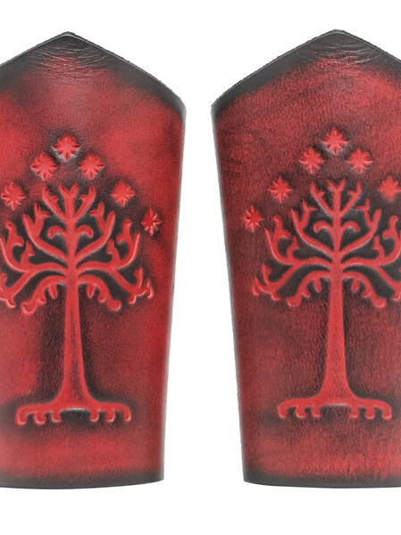 Leather Half-Bracers with Embossed Tree of Gondor Motif (lower forearm)