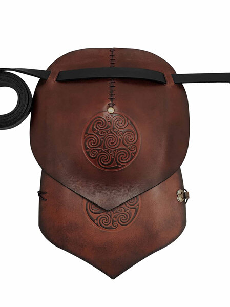 Leather Single Pauldron with Embossed Celtic Spiral Design