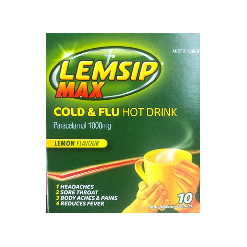 Lemsip Max Cold & Flu Lemon Hot Drink Sachets 10s