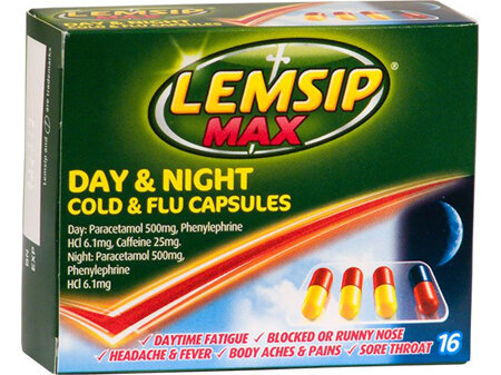 LEMSIP Max Cold&Flu Day Night 16s