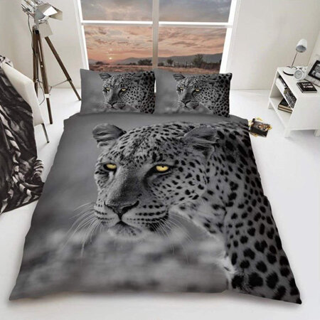 Leopard Big Cat Reversible Duvet Cover Set