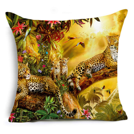 Leopard Family Cushion Cover