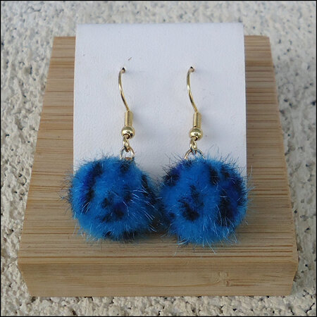 Leopard Print Earrings - Blue