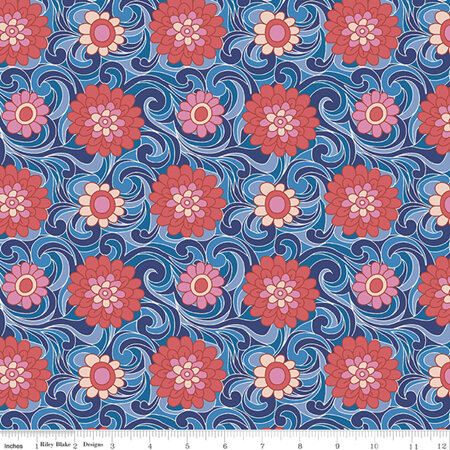 Liberty - The Carnaby Collection Retro Indigo Carnation Carnival in A 04775951A