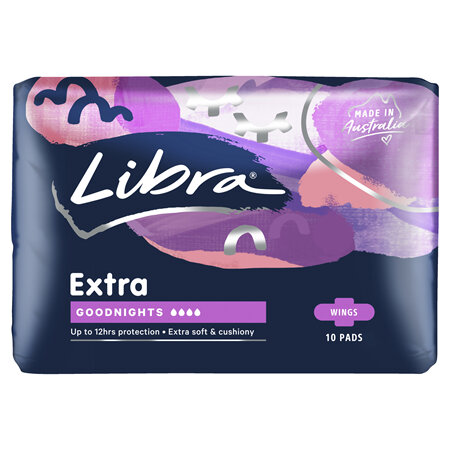 Libra Pads, Extra Goodnights with Wings, 10 Pack