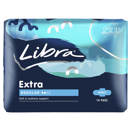 Libra Pads, Extra Regular with Wings, 14 Pack